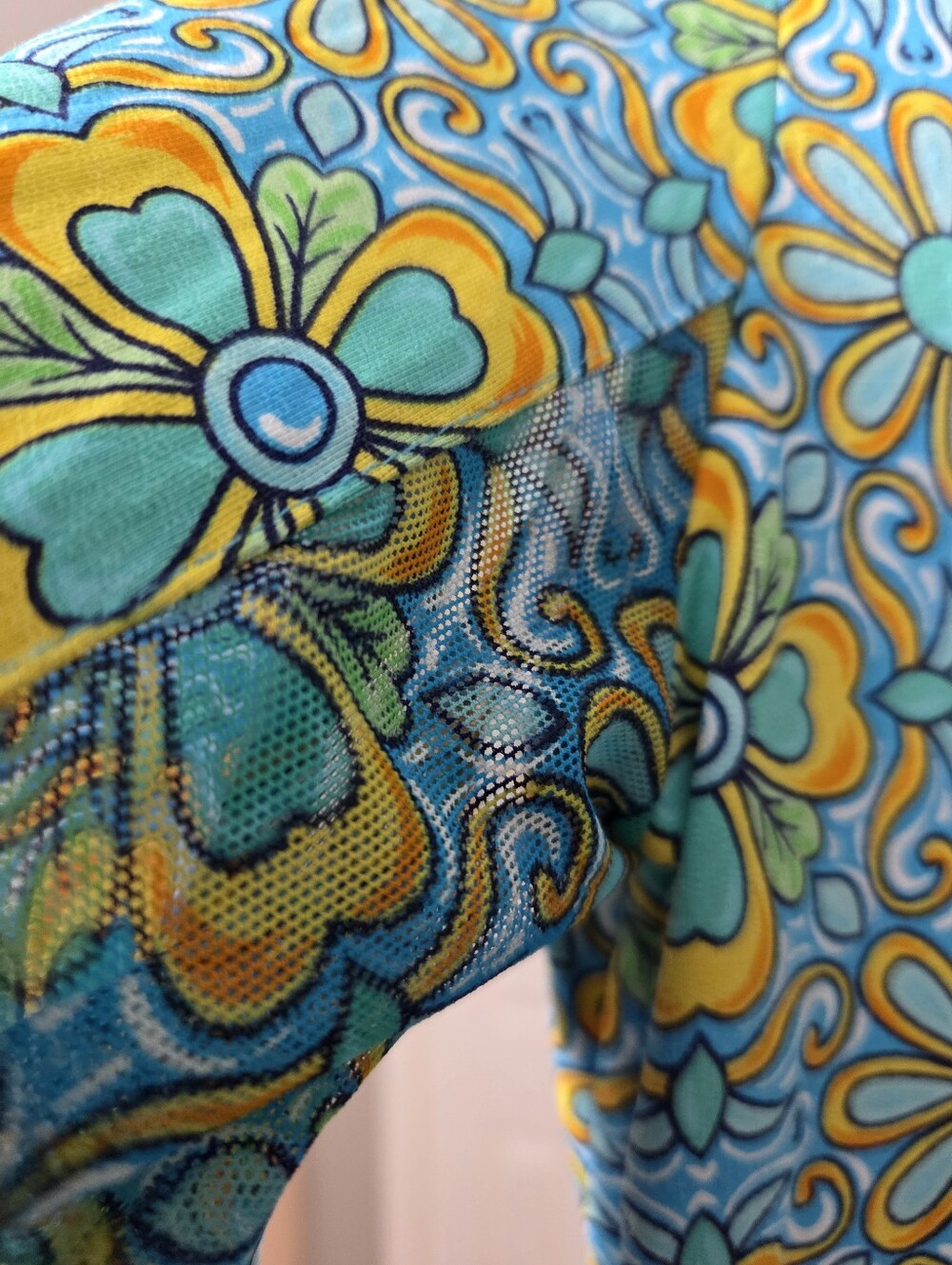 IBKul Women's Turquoise Floral Performance Shirt 3/4 Zip Upf 50+ Sz M - Picture 4 of 6